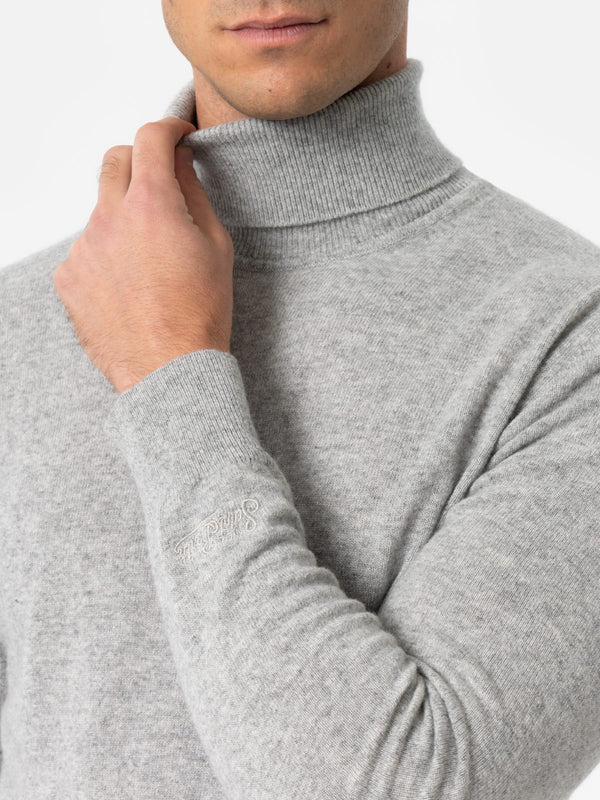 Maglione dolcevita in misto cashmere grigio mélange da uomo Bond