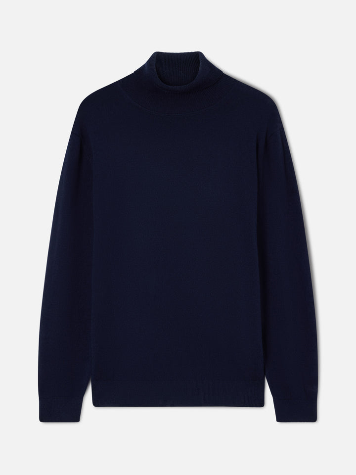 Col roulé en mélange de laine mérinos et cachemire Navy blue Bond 