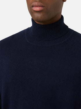 Dolcevita in misto lana merino e cashmere Bond blu navy