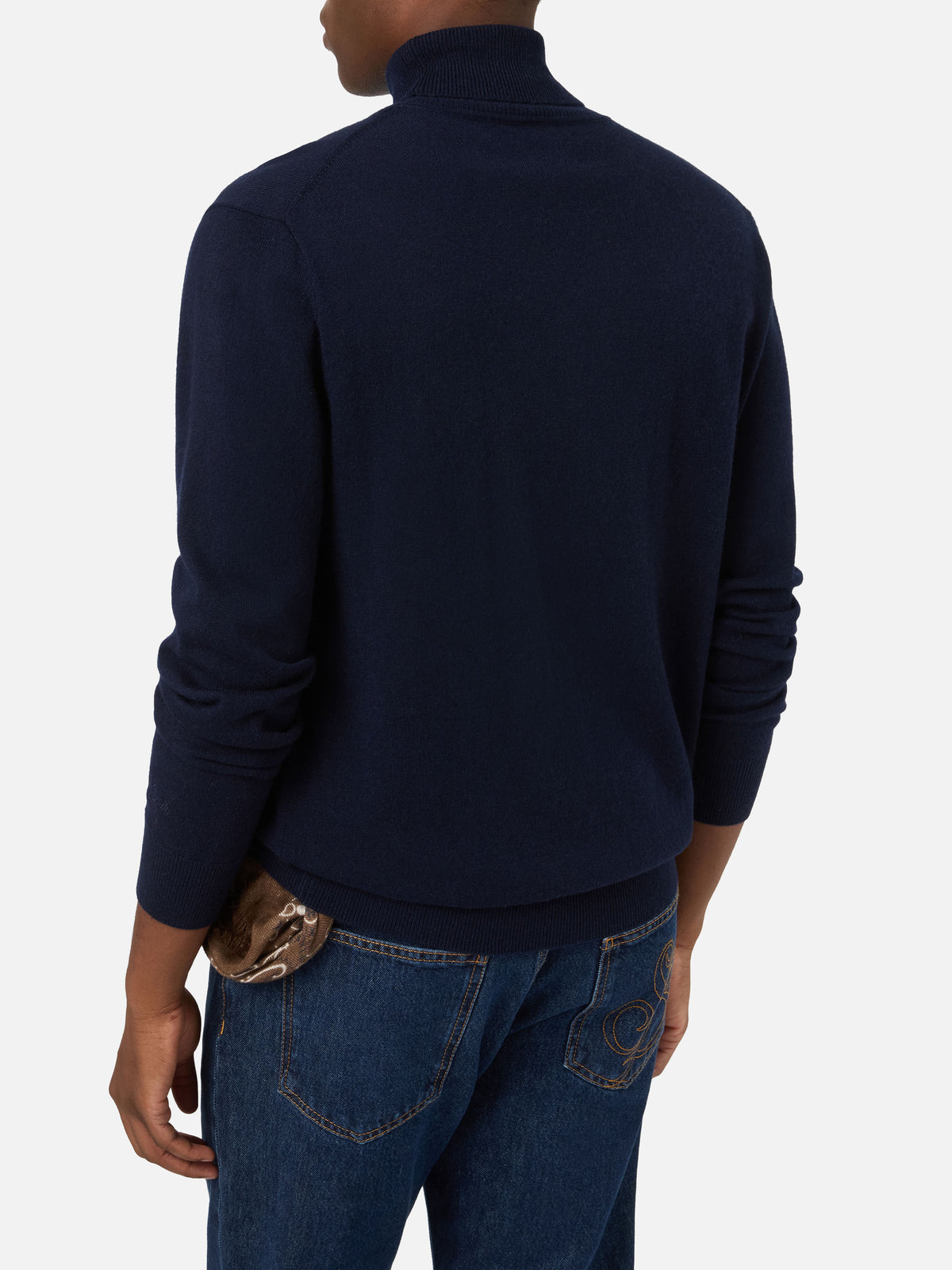 Dolcevita in misto lana merino e cashmere Bond blu navy