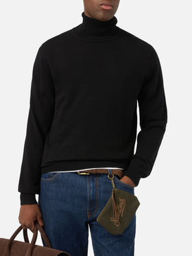 Schwarzer Kaschmir-Bond mit Funnel-Neck 