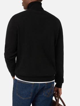 Schwarzer Kaschmir-Bond mit Funnel-Neck 