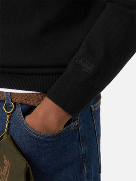 Schwarzer Kaschmir-Bond mit Funnel-Neck 