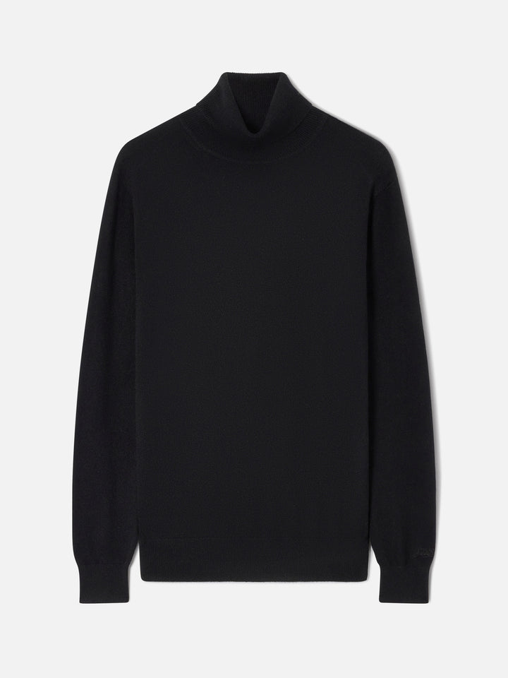 Schwarzer Kaschmir-Bond mit Funnel-Neck 