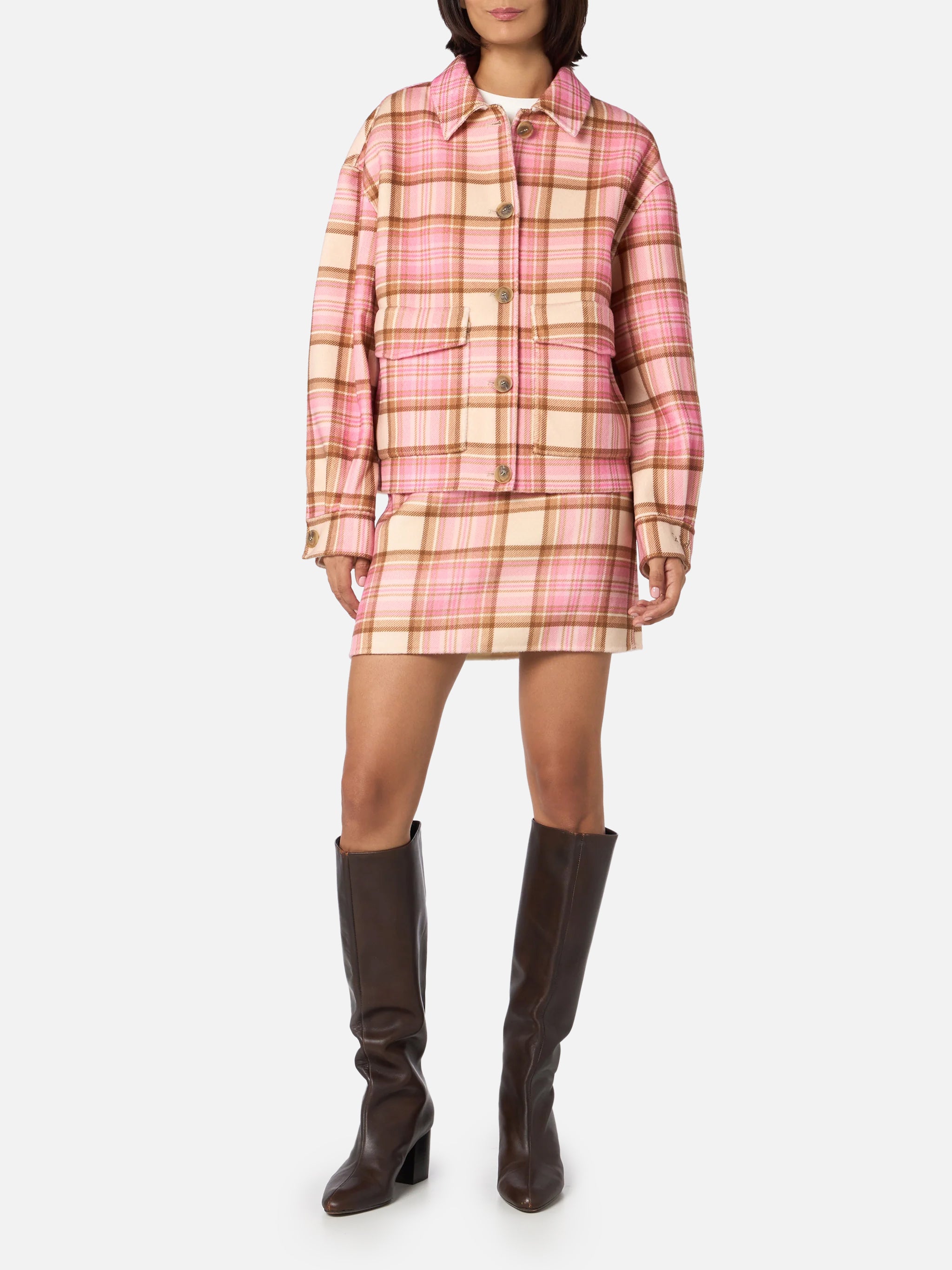 Bonnibell pink tartan wool effect jacket – MC2 Saint Barth