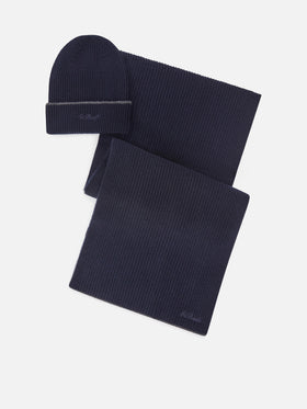 Conjunto de gorro y bufanda de lana Navy blue 