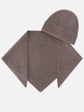 Ensemble bonnet en laine Nut et écharpe à capuche 