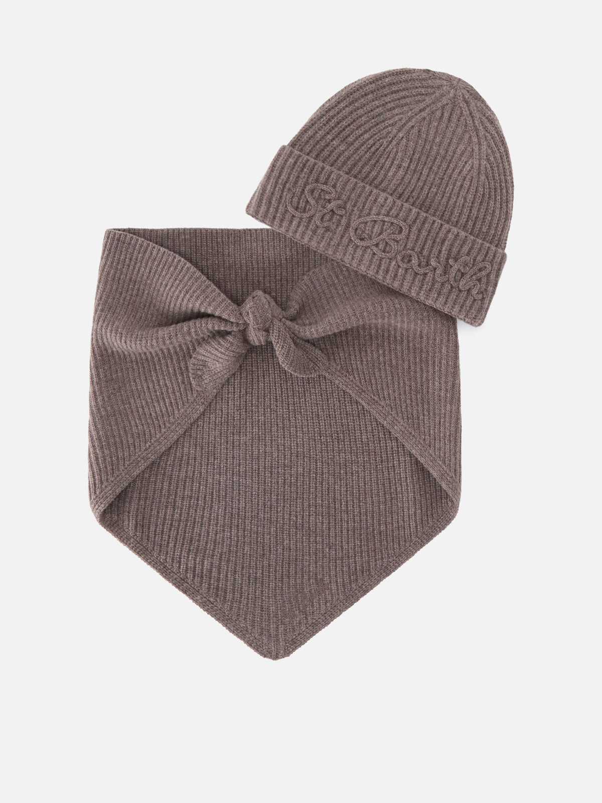 Ensemble bonnet en laine Nut et écharpe à capuche 