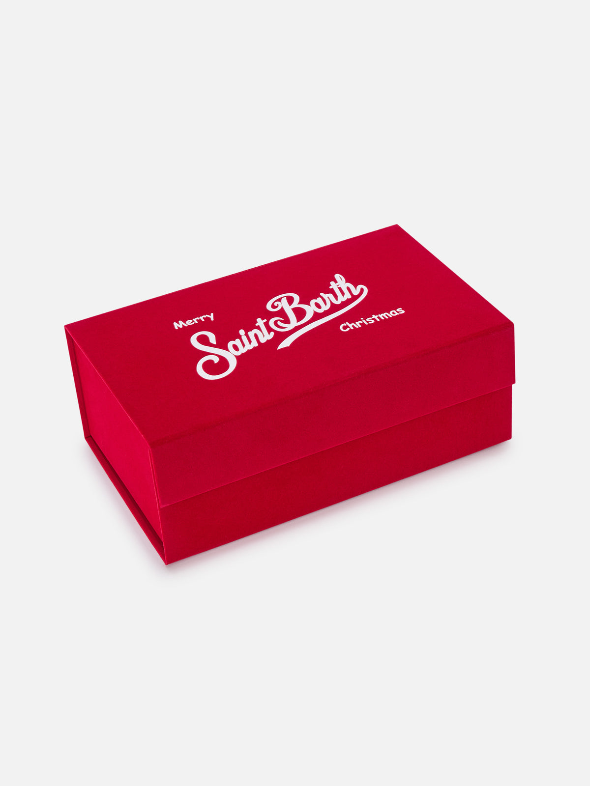 Set pochette con ricamo Merry Christmas e berretto rosso
