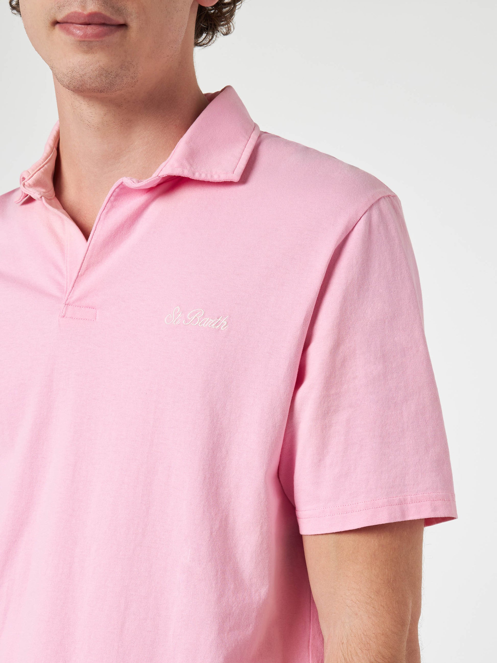 Man pink cotton jersey polo shirt Brighton - MC2 Saint Barth
