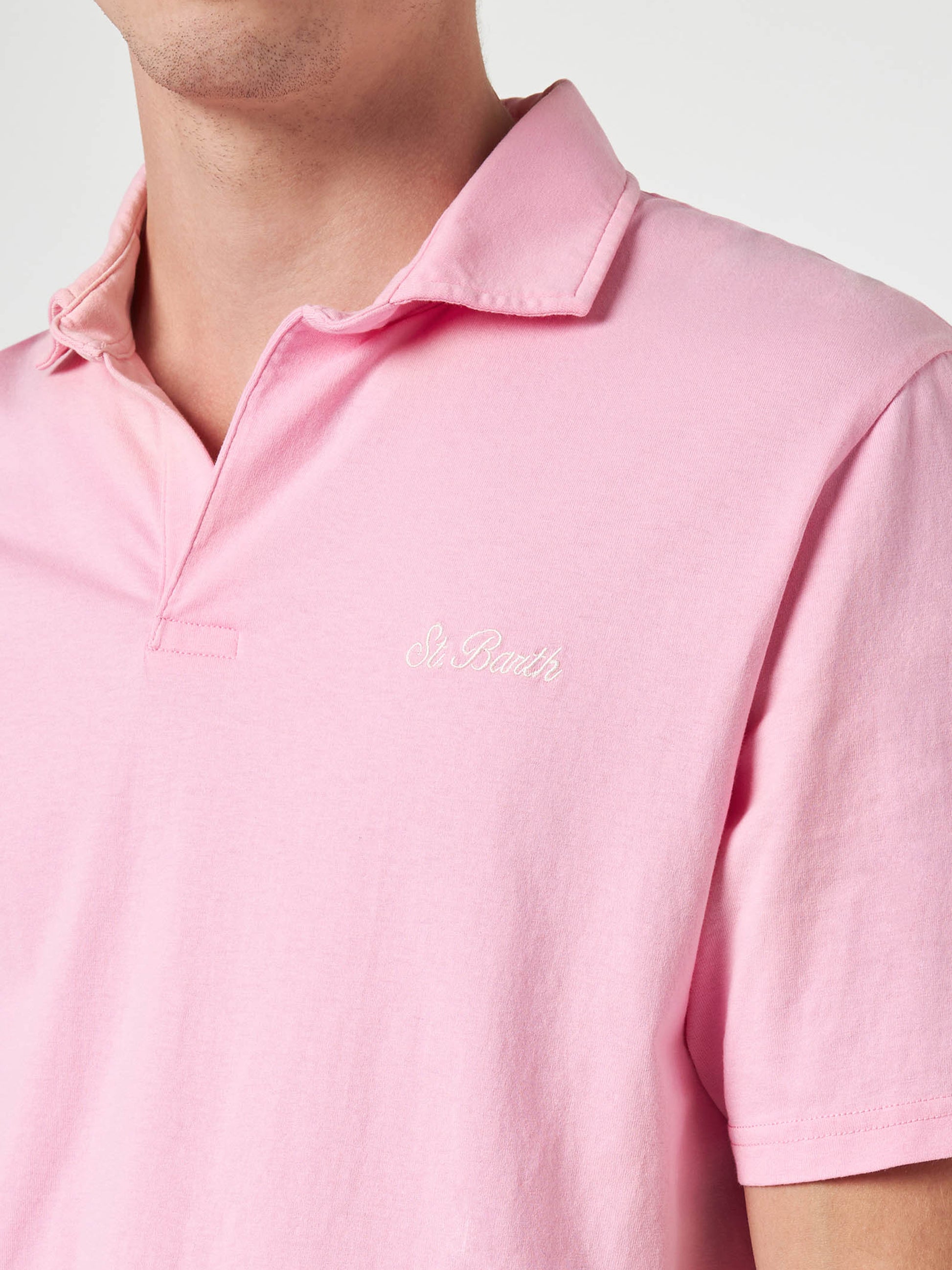 Man pink cotton jersey polo shirt Brighton - MC2 Saint Barth