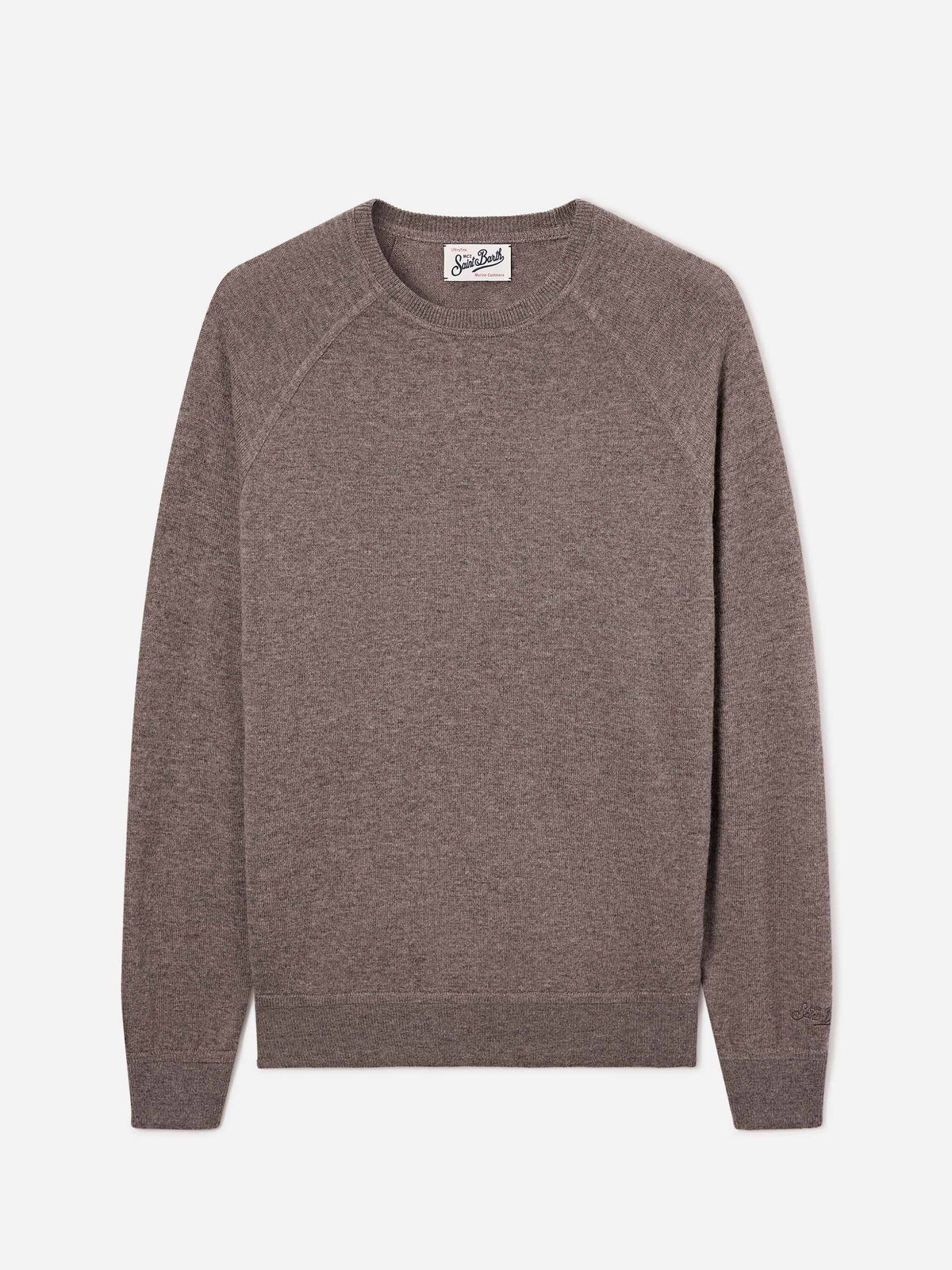 Maglia girocollo Bricklane beige in misto lana merino e cashmere