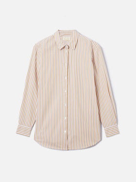 Brigitte cotton shirt with beige stripes and Sport Club embroidery
