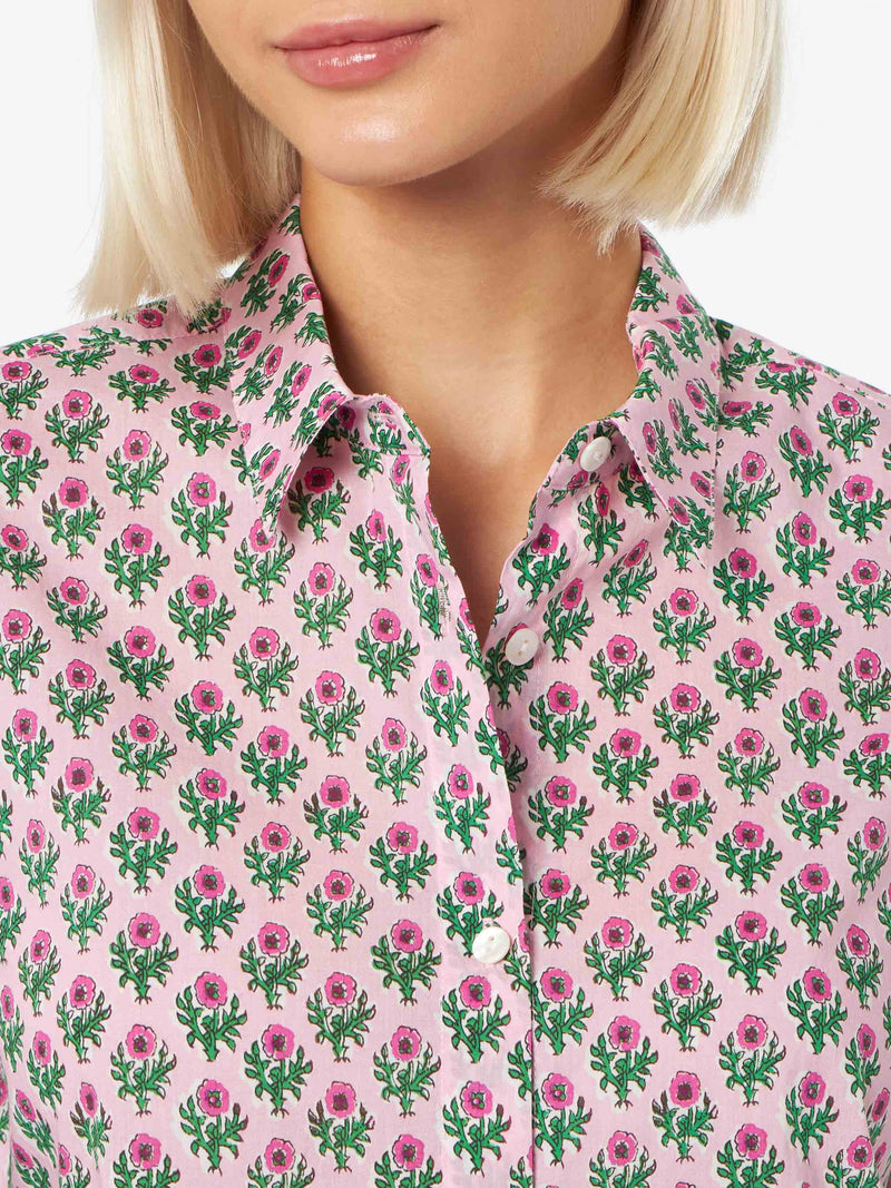 Woman cotton shirt Brigitte with flower print