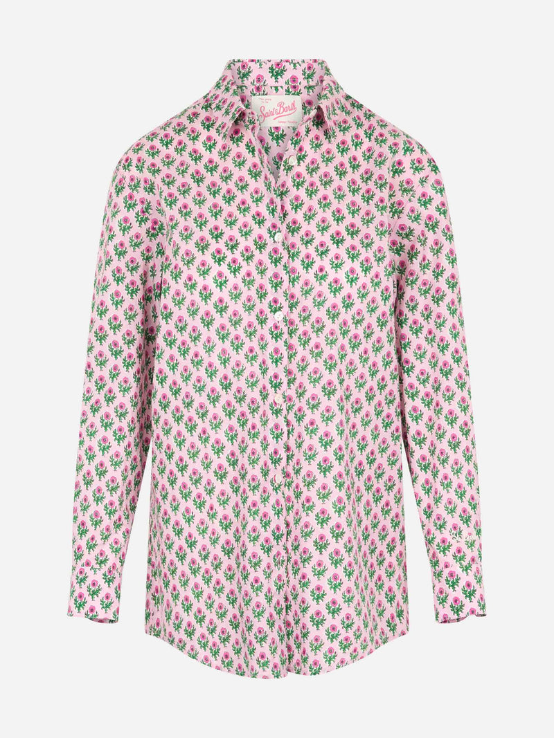 Woman cotton shirt Brigitte with flower print