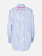 Woman cotton shirt Brigitte with light blue striped print