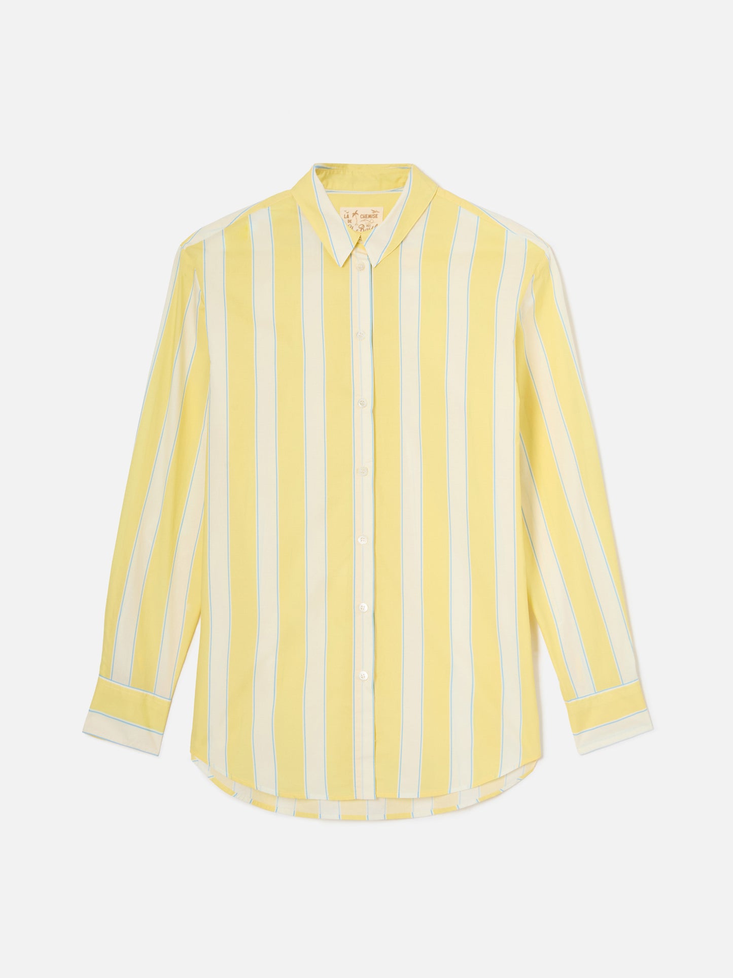 Brigitte cotton shirt with yellow stripes and Sport Club embroidery