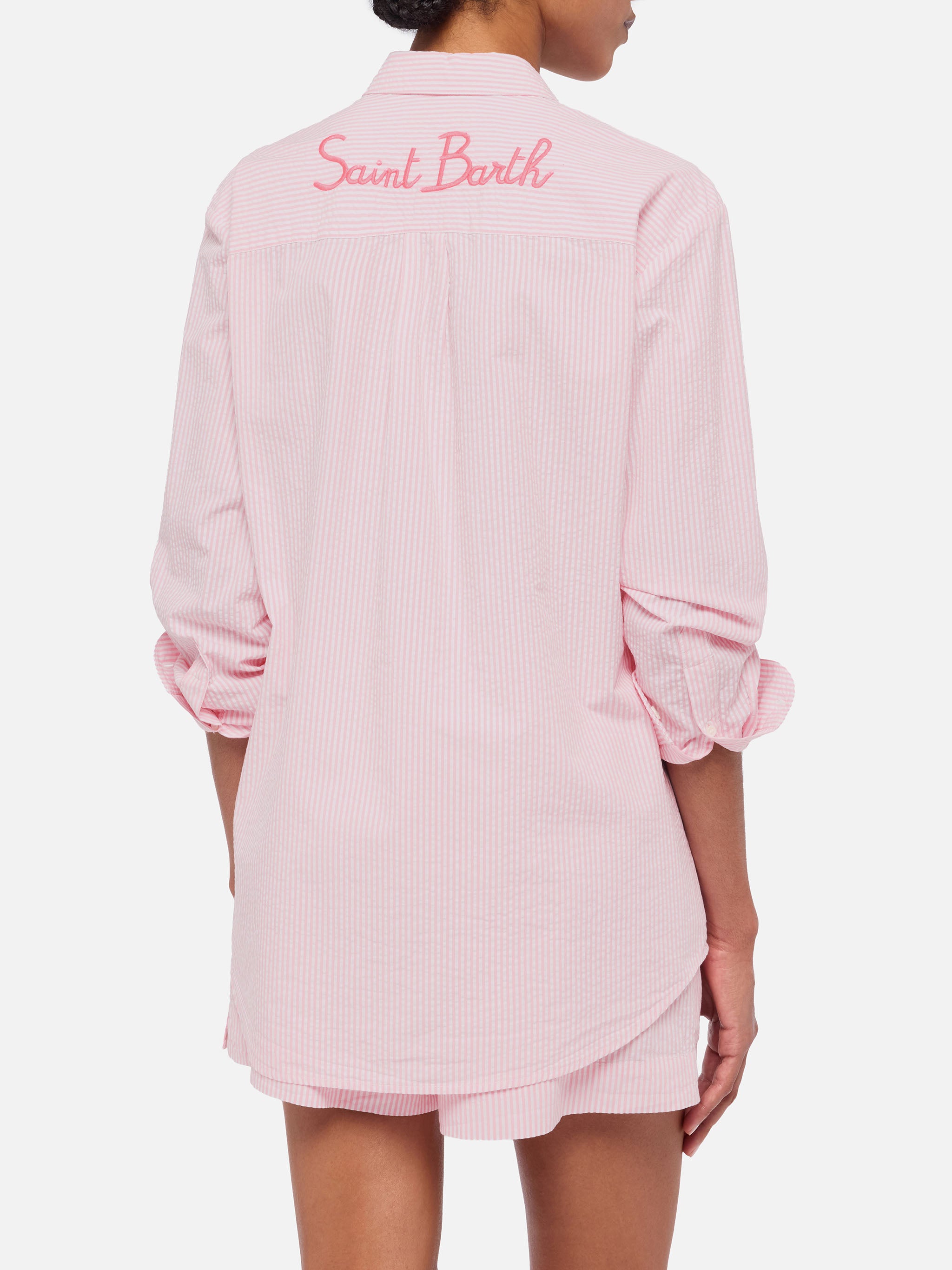 Tシャツ・カットソー MC2 Saint Barth BRIGITTE - Shirt with striped pattern Brigitte striped-print seersucker shirt with Saint Barth