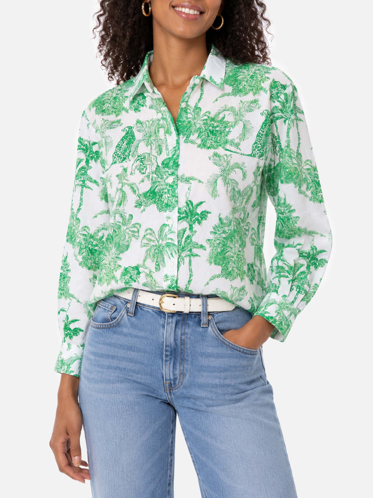 Chemise en coton toile de Jouy verte Brigitte 