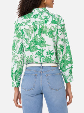 Chemise en coton toile de Jouy verte Brigitte 