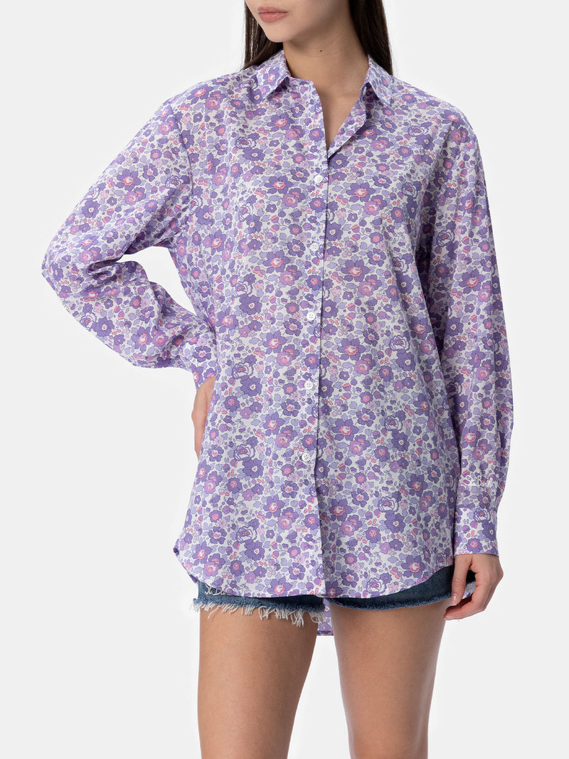 Camicia over da donna in cotone stampa Betsy Brigitte | REALIZZATA CON TESSUTO LIBERTY