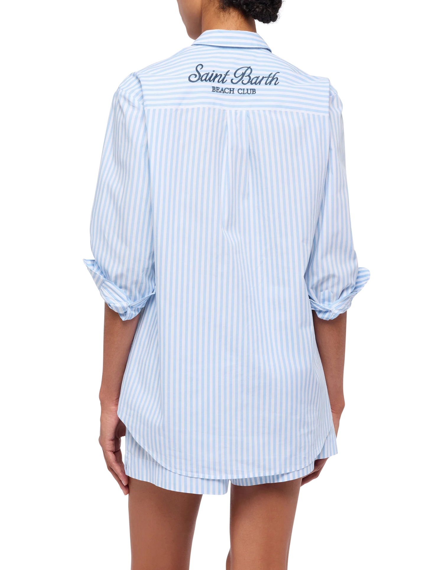 Brigitte camicia in cotone a righe con ricamo Saint Barth Beach Club