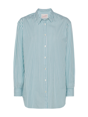 Brigitte striped-print cotton shirt with Saint Barth beach club embroidery