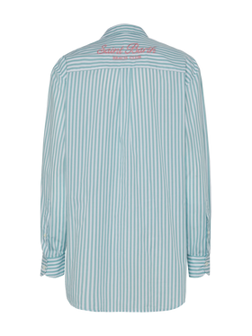 Brigitte striped-print cotton shirt with Saint Barth beach club embroidery