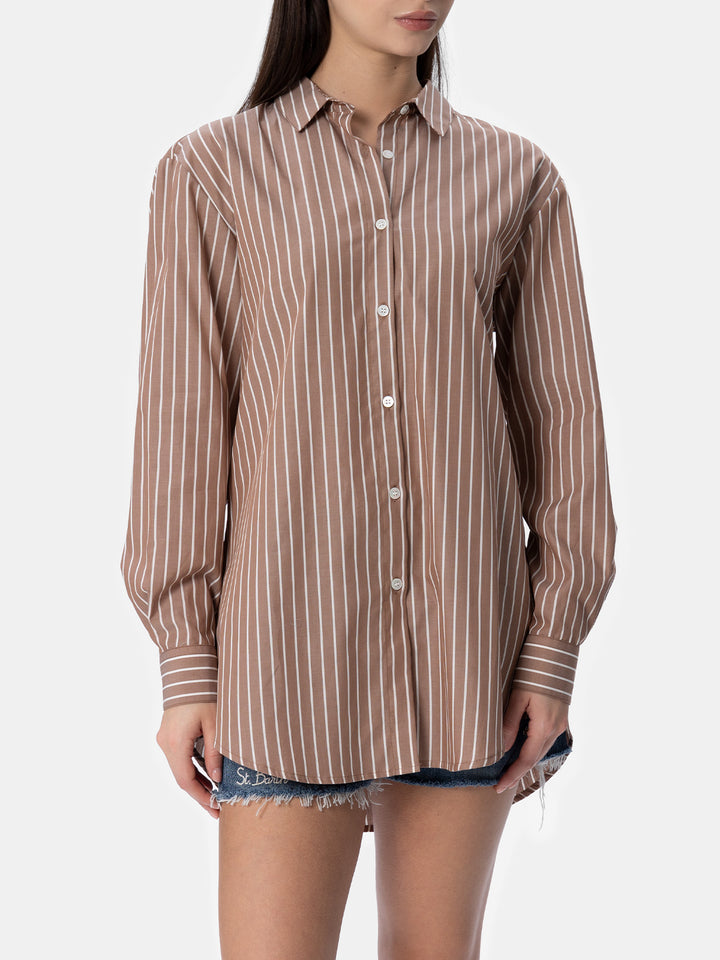 Camicia over da donna Brigitte in cotone stampa righe