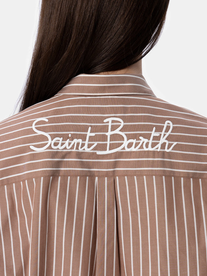 Camicia over da donna Brigitte in cotone stampa righe