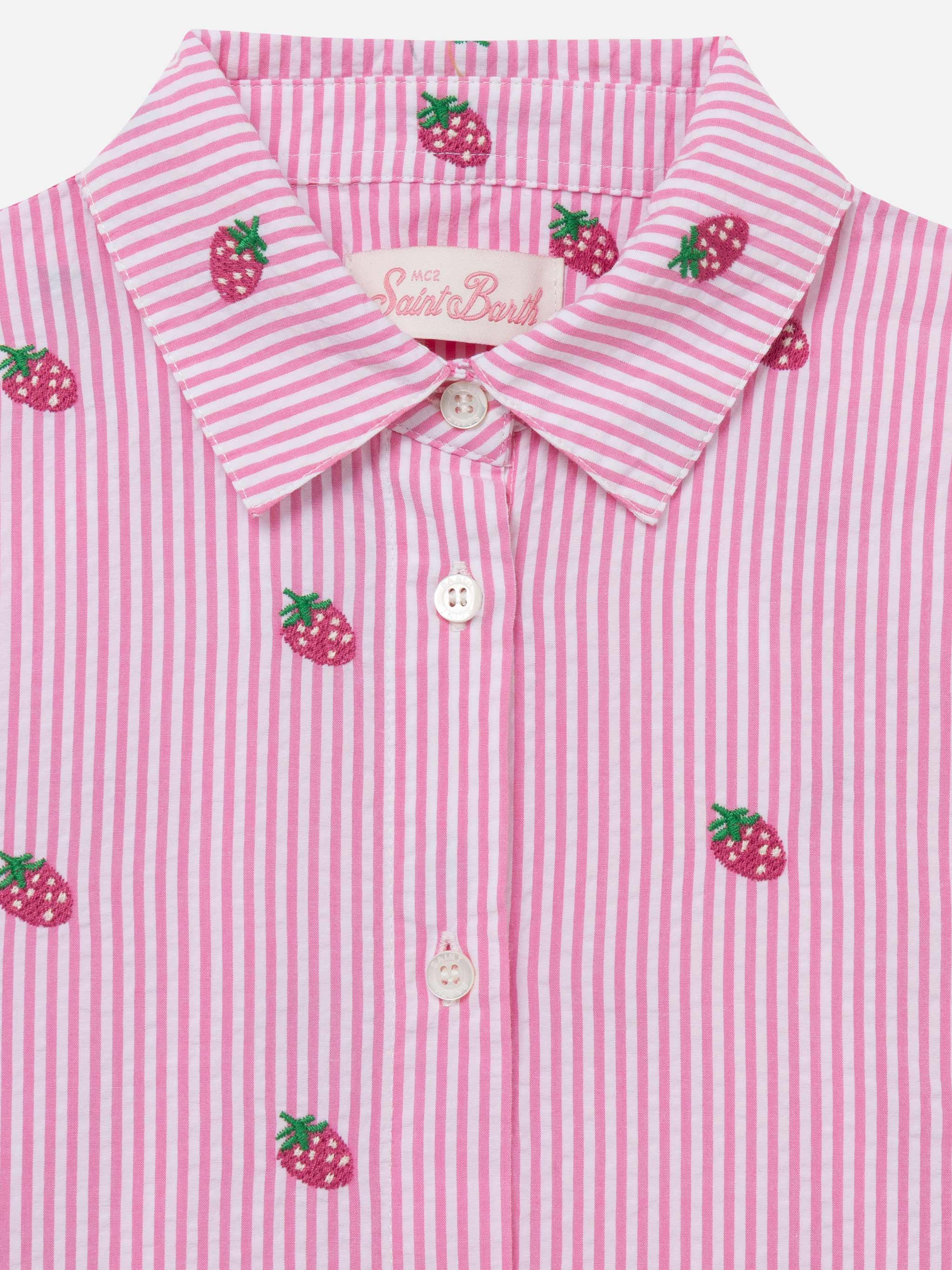 【海外限定】GinaBacconi ドレス☆Pink DOT Cotton Muslin Shirt 100% Linen Dress Shirt JOANNA – LINTICO