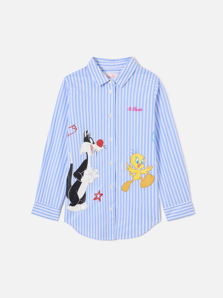 Camisa Mini Brigitte de rayas blancas y azul claro | Special Edition 