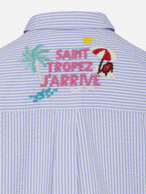 Camicia over da bambina in seersucker con stampa rigata Mini Brigitte