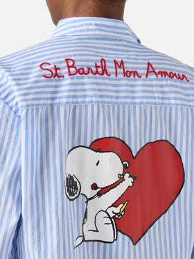 Camicia Brigitte a righe azzurre con stampa Snoopy | Special Edition