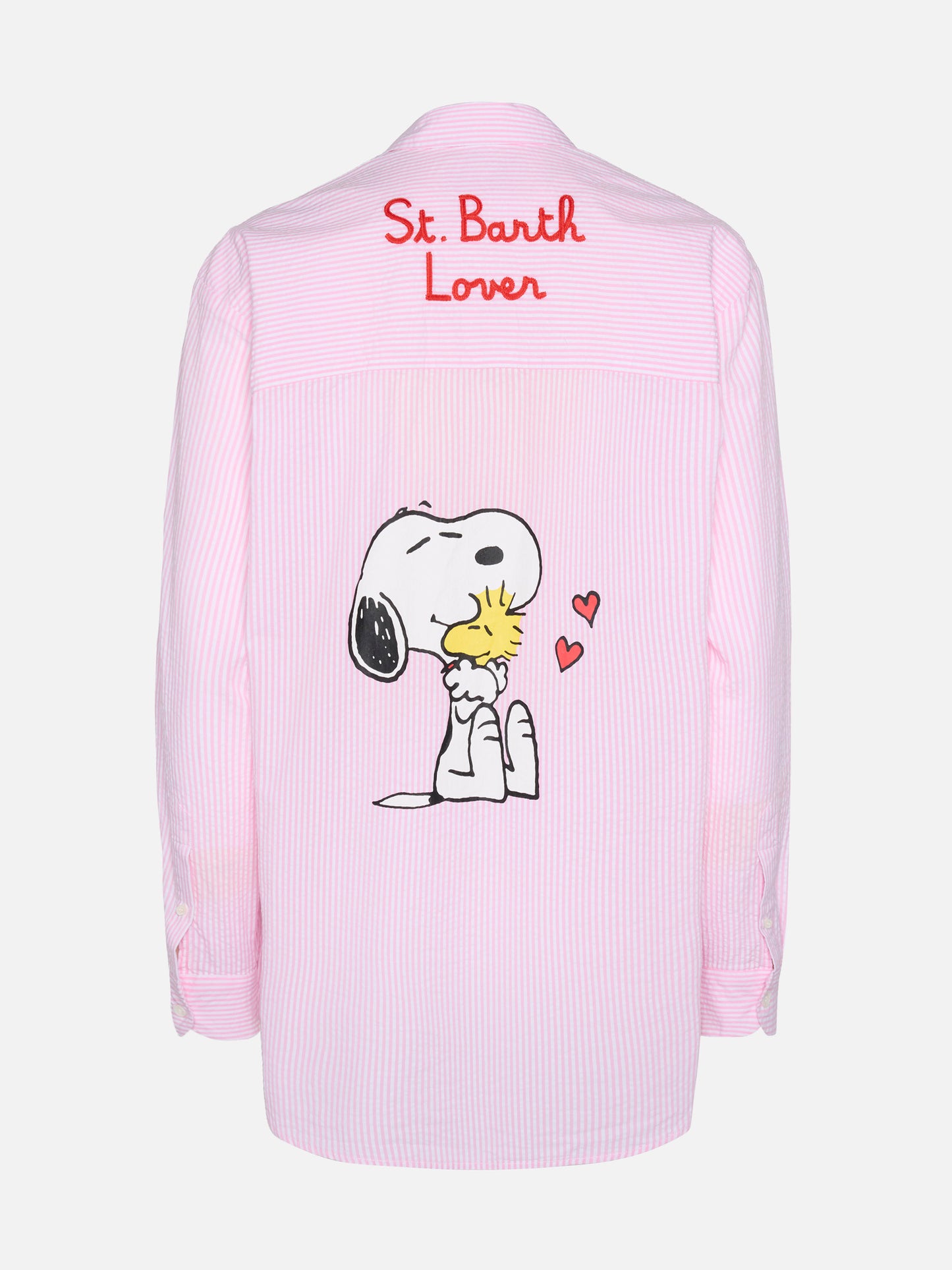 Brigitte camicia in seersucker a righe con stampa Snoopy