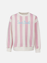 Gestreiftes Mädchen-Sweatshirt Briony mit Saint-Barth-Stickerei