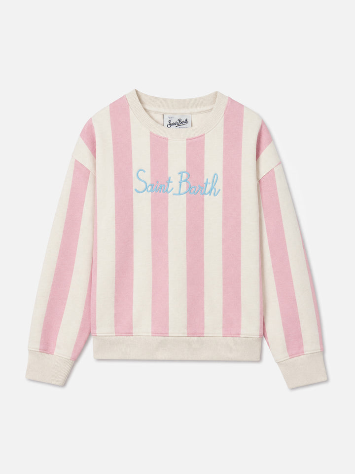 White and pink Briony sweatshirt with striped print