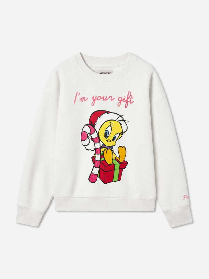 Felpa Briony bianco panna con stampa glitter Titti | Special Edition