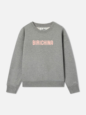 Felpa Briony grigia in misto cotone con stampa flock Birichina