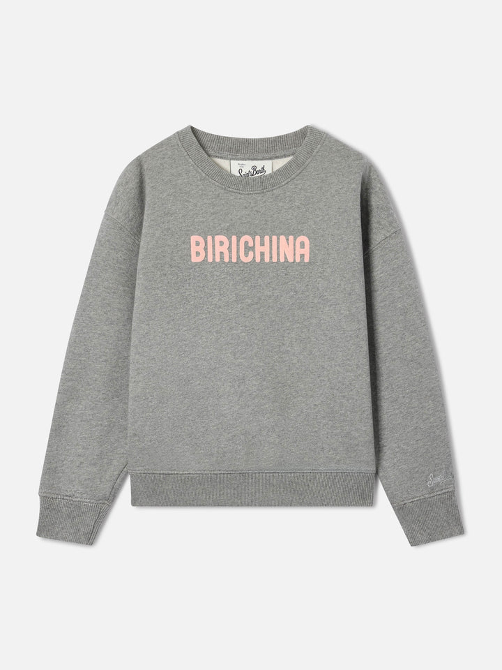 Grey Briony cotton blend sweatshirt with Birichina flock print