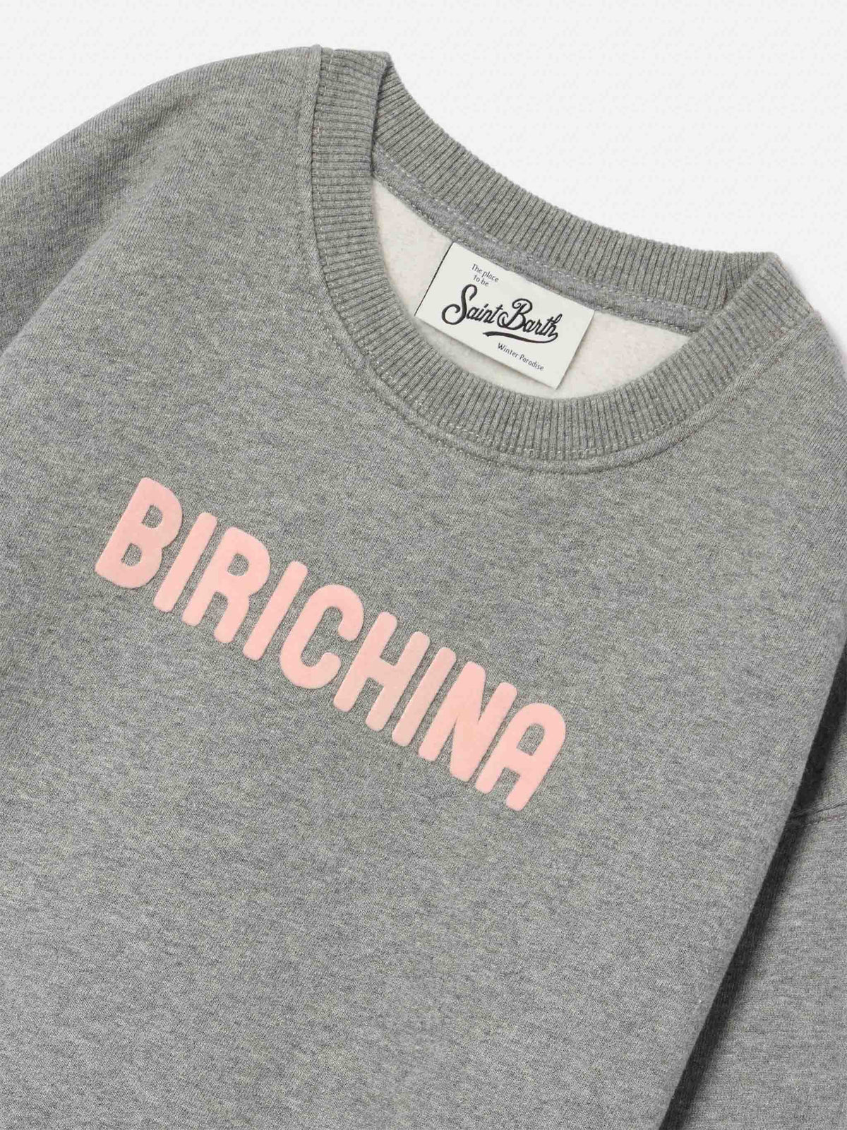 Felpa Briony grigia in misto cotone con stampa flock Birichina