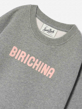 Felpa Briony grigia in misto cotone con stampa flock Birichina