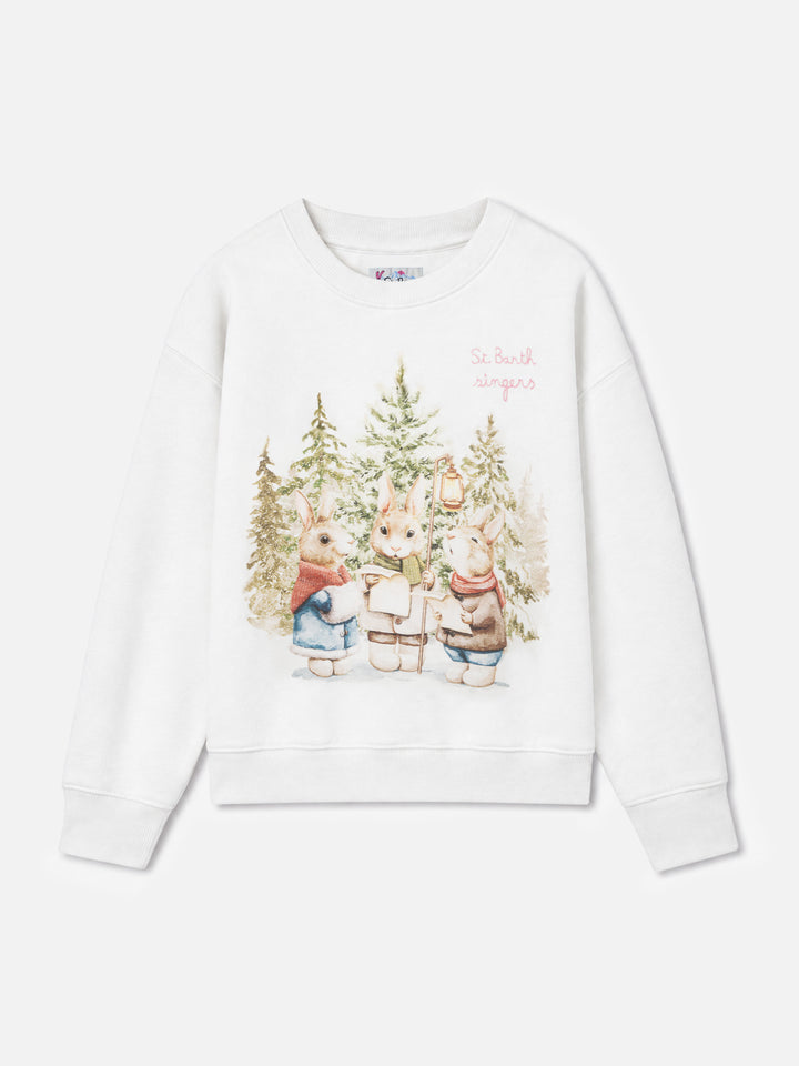 Sweat-shirt ras du cou pour fille Briony avec imprimé lapin et broderie 