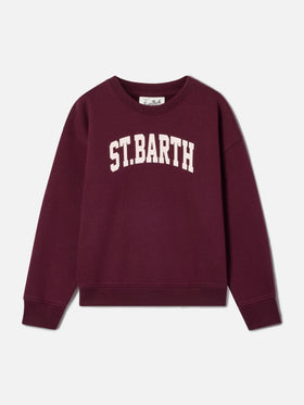 Felpa Briony bordeaux in misto cotone con stampa St. Barth