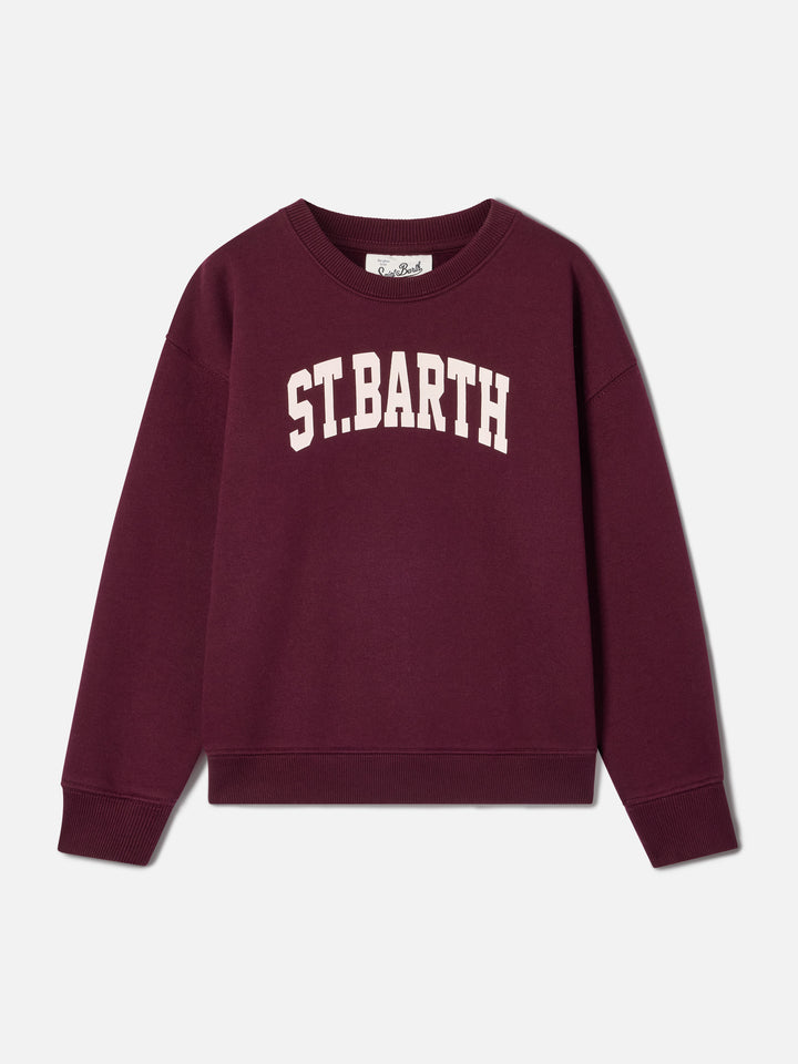 Burgundy Briony cotton blend sweatshirt with St. Barth print