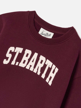 Felpa Briony bordeaux in misto cotone con stampa St. Barth