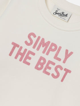 Sudadera blanca de mezcla de algodón Briony con estampado de glitter Simply The Best 