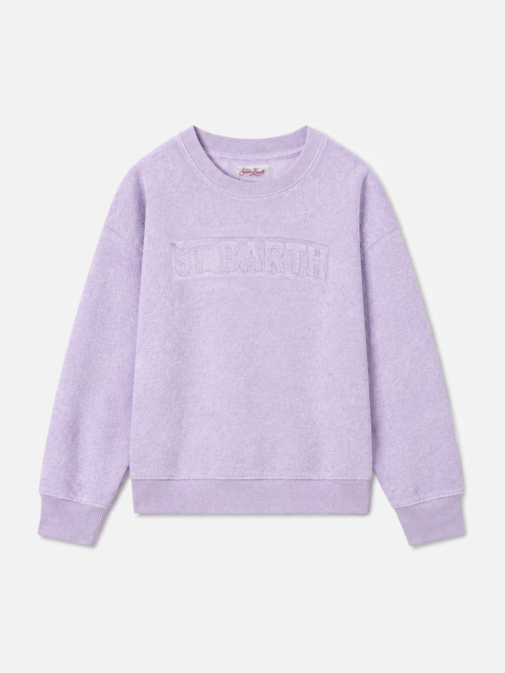Mädchen-Sweatshirt aus lilafarbenem Terry Briony mit Saint Barth-Logo 