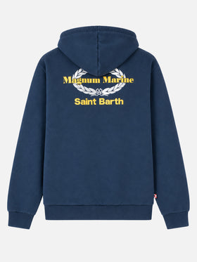 Sweat à capuche en coton bleu avec broderie Magnum Marine Saint Barth | MAGNUM MARINE SPECIAL EDITION 