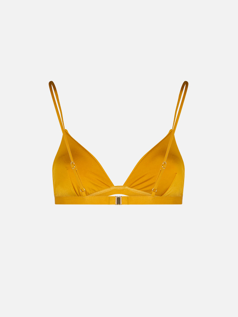 Woman ochre yellow triangle top swimsuit Brooke